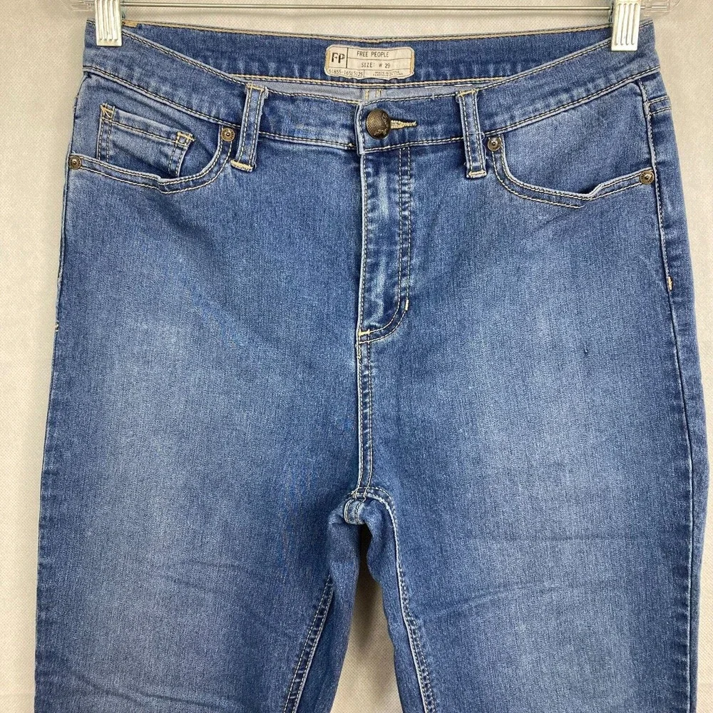 Free People‎ Jeans Womens Sz 29 Medium Wash Blue 5 Pocket High Rise Skinny